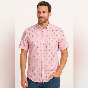 IZOD Pink Hula Girl Button Down Shirt Men’s Large Coastal Vibes Resort Vacation